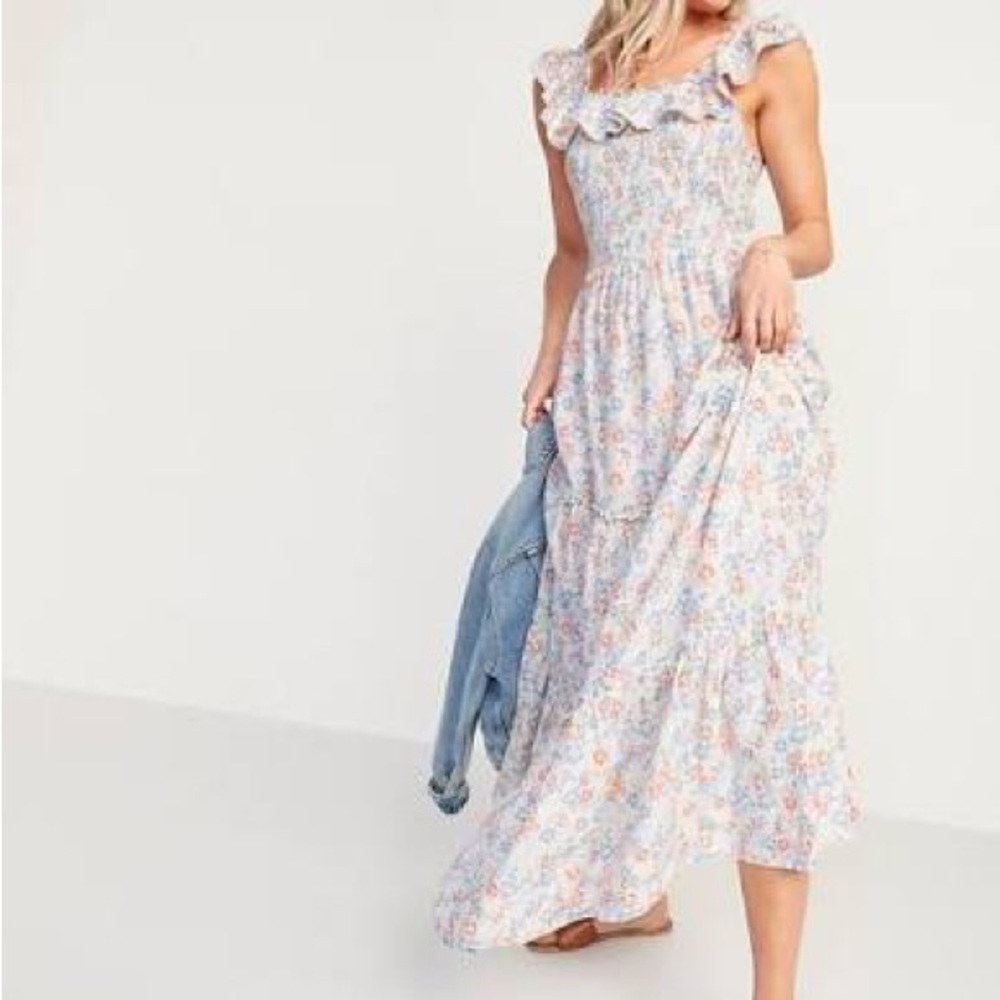 Old Navy Pastel Floral Ruffle Maxi Dress